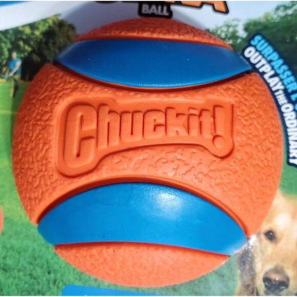2 New Chuckit! Large Ultra Ball Dog Toy Fetch Floats Durable Rubber Chuck It 3" - Picture 3 of 8